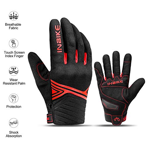 Motorcycle Gloves Breathable Mesh Touchscreen Hard Knuckles (Red / Large)