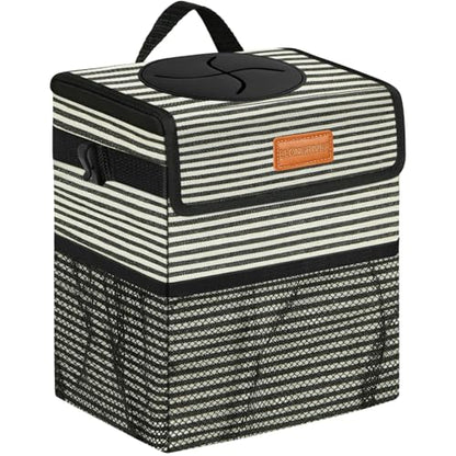 Leak Proof Car Trash Can with Lid Stripe Print (Stripe Print / 2 Gallons)