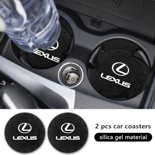 Car Cup Holder Coaster for Lexus ES350 GS350 GS300h GS450h is300 ls460 rx350 Series Recessed Silicone Cupholder Coaster Interior Accessories 2.75in 2Pieces Black (Black-04)