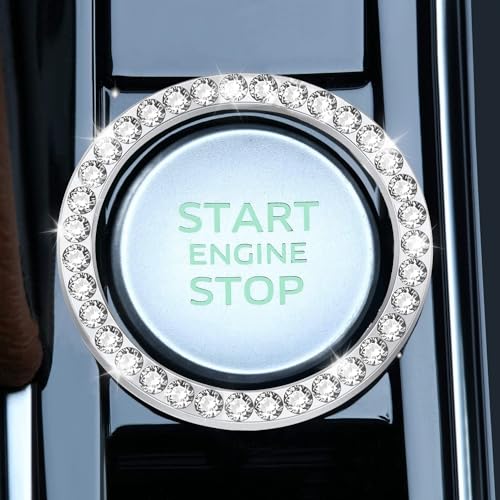 2 PCS Crystal Rhinestone Car Engine Start Stop Decoration Ring (White-new)