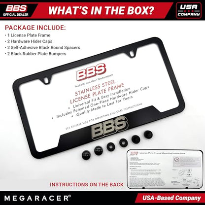 Authentic BBS Matte Black License Plate Frame (BBS Black / 1 Piece)