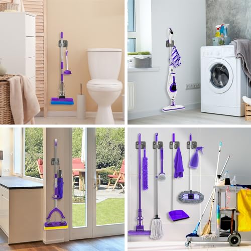 Broom Holder Wall Mount Rack (Gery)