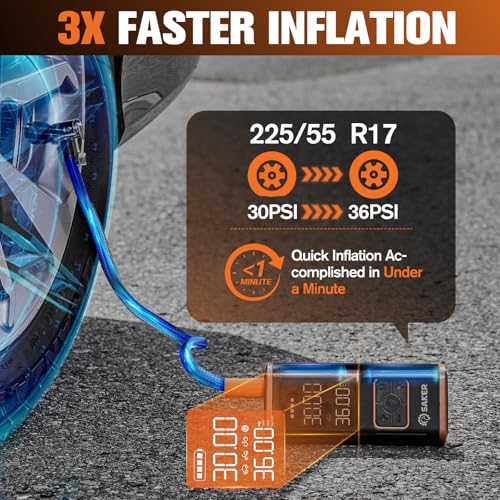 Tire Inflator Portable Air Compressor (Orange)
