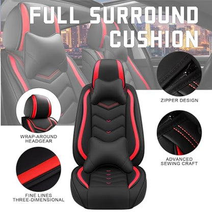 Car Seat Covers for Chrysler Pacifica 2004 (2 Pcs Front with Pillow / Black Red)