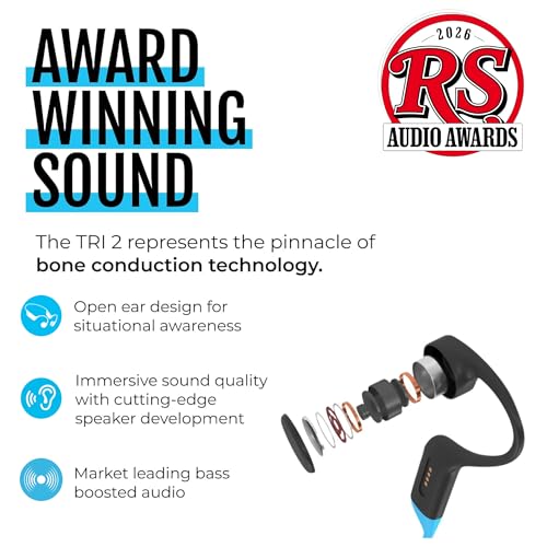 TRI 2 Multisport Waterproof Bone Conduction Open Ear Headphones (TRI 2 Blue)