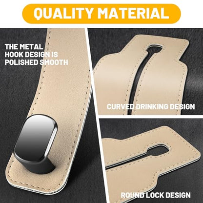 Car Headrest Hooks (Beige)