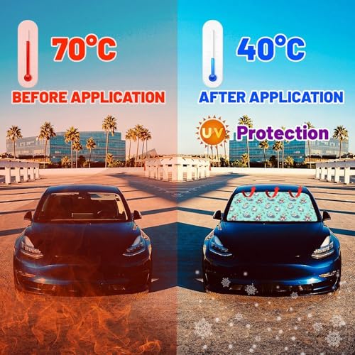 Holiday Duck Car Shade Front Windshield Sun Shade Foldable Car Shade Umbrella Keep Vehicle Cool for Most Vehicles Windshield Umbrella 57" X 30" (One Size / Holiday Duck)