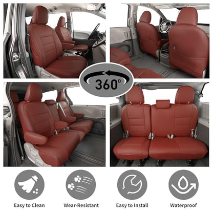 Sienna Seat Covers for 2011 (Leather (Burgundy) / 2011-2020 7 Seats, 2nd Row Captain Seats W/Legrest)