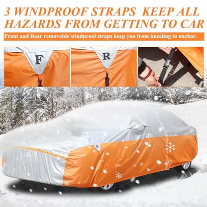 Waterproof Car Cover for Automobiles (Silver-Orange / 3XXL：for Sedan(Lenght 191"-200"))