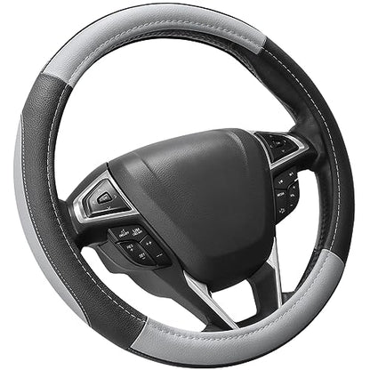 Car Steering Wheel Cover for F150 Tundra Range Rover 15.5" (Large size[15 1/2''-16''] / Black and Gray)