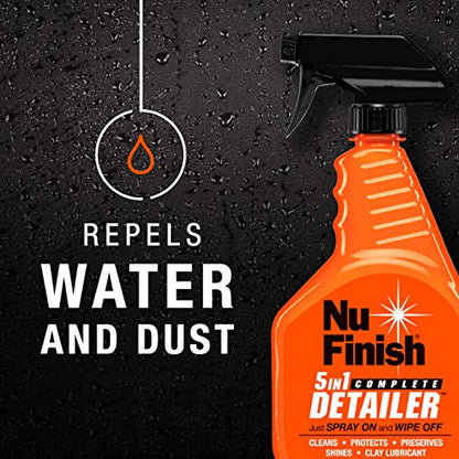 5-in-1 Complete Detailer Spray with Towel by Nu Finish, Preserves and Protects Car Detailing, Includes 1 Microfiber Towel, 22 Oz Spray (5-in-1 Detailer Spray with Towel)