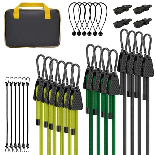 Bungee Cords with Hooks (Black / 30-Pack Assortment - Black)