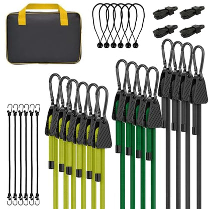 Bungee Cords with Hooks (Black / 30-Pack Assortment - Black)
