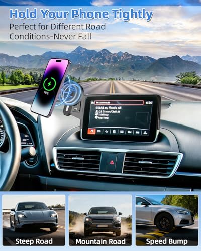 Car Phone Mount for Mazda CX (MX-5 Miata 2016-2023 /CX-3 2016-2021/3 2014-2016 / Magsafe+ Wireless Charger)