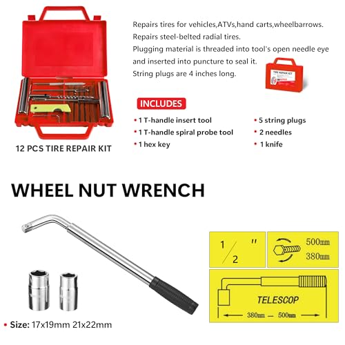 5 Piece Car Truck Floor Jack Service (Red - 2 Ton(Single Pump), Lift 3.3"-15.2" (Floor Jack+2 Jack Stands+Repair Kit+Wrench))