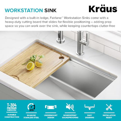 Fairlane 32 in Undermount Workstation Single Bowl 18 (32 Inch / Single Bowl Workstation — Undermount)
