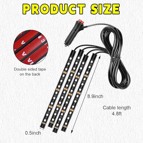 Car LED Strip Light (Blue / 48 LED, Cigarette Adapter)