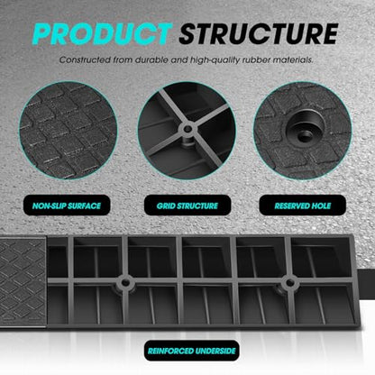 2pcs 2.1" Rise Rubber Curb Ramp Heavy Duty Loading Driveway Ramp Threshold Ramps 38.6" W x 5.9" D x 2.1" H for Loading Dock (2.1 in 2pcs)