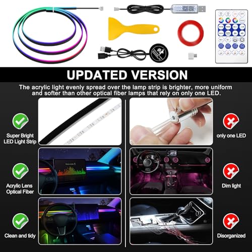 Dreamcolor Acrylic Interior Car LED Strip Light with Motion Sensor Switch (Dreamcolor 55.1 inch)