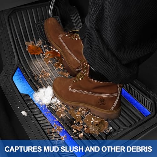 Heavy Duty Rubber Car Mats Metallic (Black Blue)