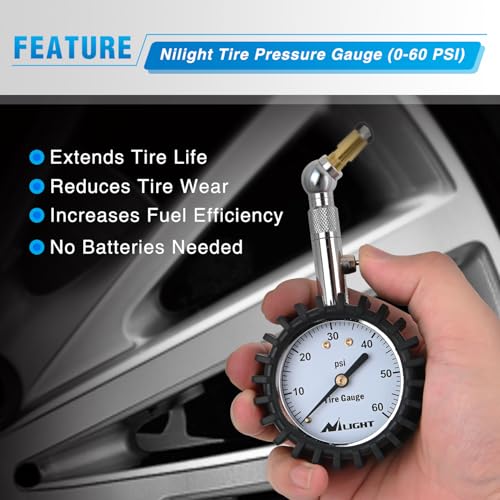 Tire Pressure Gauge 60PSI Stainless Steel Air Chucks (60psi Tire Gauge)