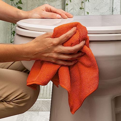 Microfiber Cleaning Cloths (Pack of 36 - 16x16 Inches / Orange)