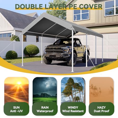 10x20 FT Carport (Gray / 10x20 FT)