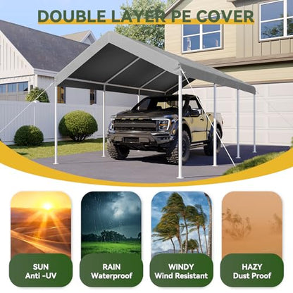 10x20 FT Carport (Gray / 10x20 FT)