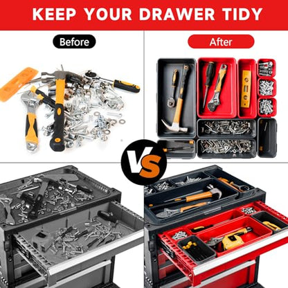 Tool Box Organizer Tray (Black & Red: 60 PCS)
