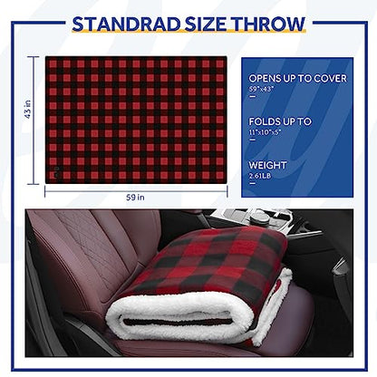 12 Volt Electric Portable Heated Car Blanket (Red Plaid)