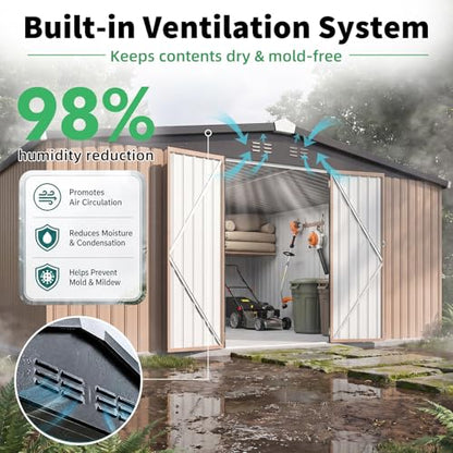 12' x 14' Large Metal Outdoor Storage Shed (Gray / 12x14)