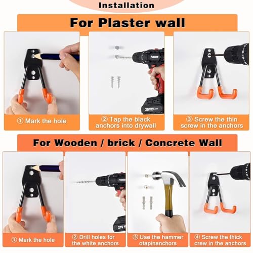 Steel Garage Storage Hooks (32pcs - Orange)