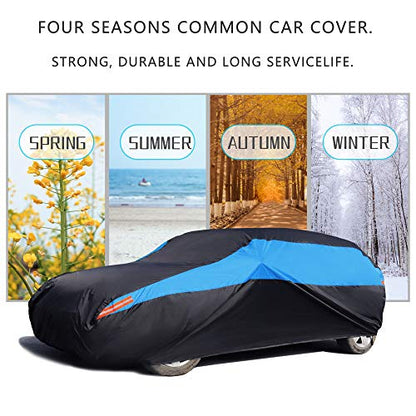 Waterproof Car Cover All Weather Snowproof UV Protection Windproof Outdoor Full car Cover (Fit Hatchback Length(Up to 173 inch） / Blue)
