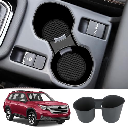 Car Cup Holder Insert for Subaru Forester 2025 2026 Auto Interior Accessories Center Console Organizer Water Bottle Cupholder Storage Coasters Station TPE Silicone Vehicle Decoration Accessory (For Subaru Forester 2025 2026)