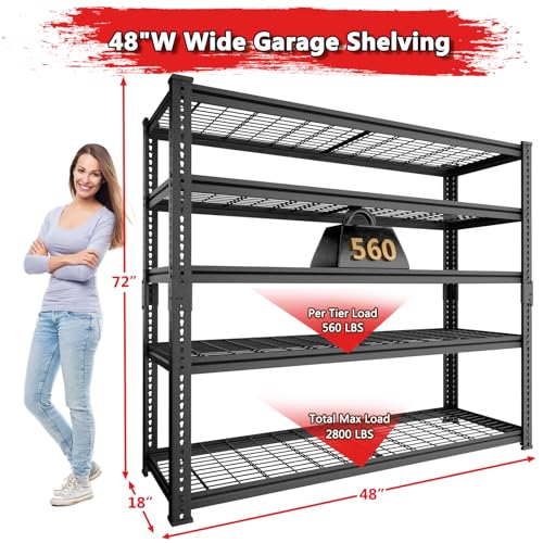 Storage Shelves (Black / 5 tier 48" L x 18" W x 72" H 1 PC)