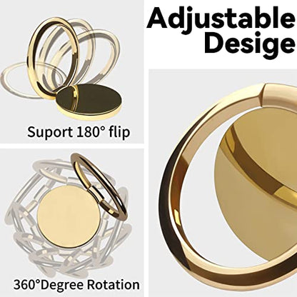 Metal Cell Phone Ring Holder Finger Ring Stand (Gold)