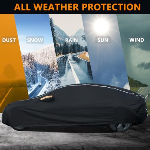 Car Cover Waterproof All Weather for 180" (Black / Sedan-M)