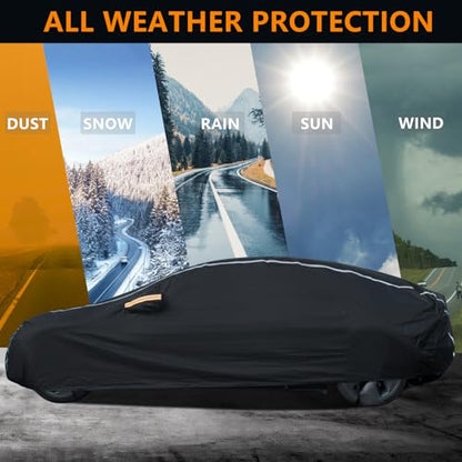 Car Cover Waterproof All Weather for 180" (Black / Sedan-M)