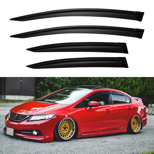 Window Visors Rain Guards for 2012 2013 2014 2015 Honda Civic Sedan (2012-2015 Honda Civic Sedan)