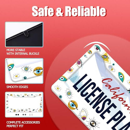 Colorful Evil Eye Stainless Steel License Plate Frame for US Cars Decor (Evil eyes)