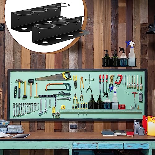 2 Pcs 4 Holes All Purpose Steel Spray Bottle Holder Heavy Duty Can Holder Rack Organizer Easy Install Wall Mount Paint Spray Bottle Organizer Storage Rack for Garage Home Workspace (Black / 4 Holes)