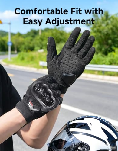 Motorcycle Gloves for Men (Black / XX-Large)