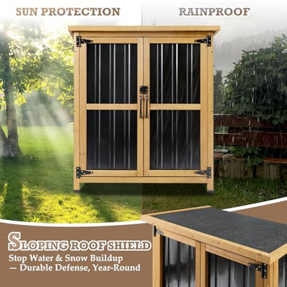 Small Outdoor Storage Cabinet for Patio (Black / 32"L x 13.4"W x 39"H)