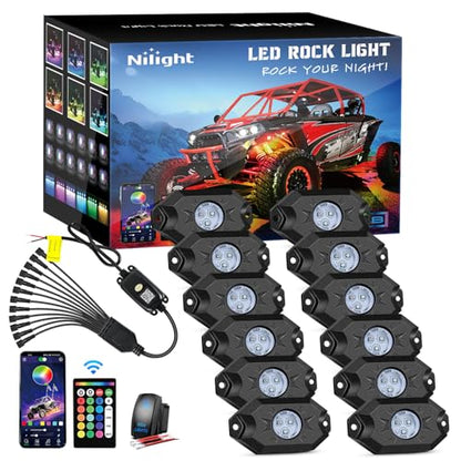 RGB LED Rock Lights Kit 12 Pods Underglow Multicolor Neon Pod (12 Pods / RGB 3LED)