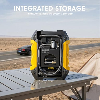 Digital Air Compressor for Car Auto Pump Portable Tire Inflator with LED Light DC 12V (Yellow)
