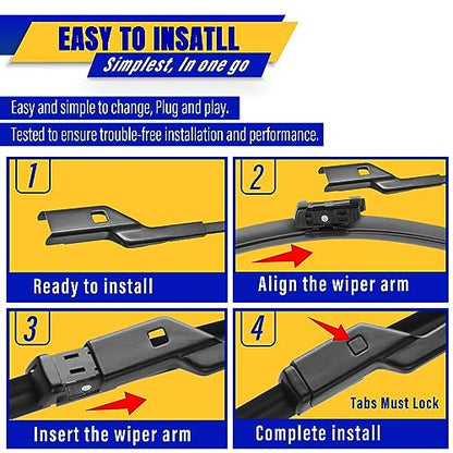 3 Wipers Fits Volvo XC90 2016 (24"/20"/15")