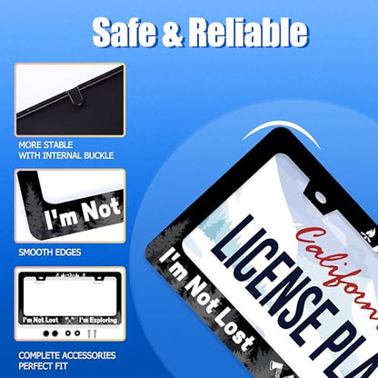 I'm Not Lost I'm Exploring License Plate Frame Stainless Steel Accessory (Funny I'm Not Lost I'm Exploring)