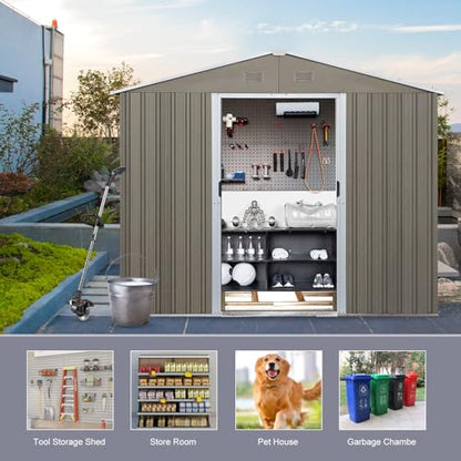 6x8 FT Outdoor Storage Shed (6x8 FT/No Window / Gray)