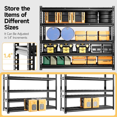 5 Tier 60" W X 20" D X 72" H Storage Shelves 3000LBS Metal Garage Shelving Adjustable Storage Shelf Metal Racks with Shelves Heavy Duty Shelving Units and Storage Utility Shelf