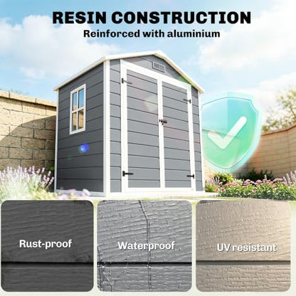 6' x 4.5' Outdoor Storage Shed Waterproof Resin with Floor Gray (6' x 4.5')